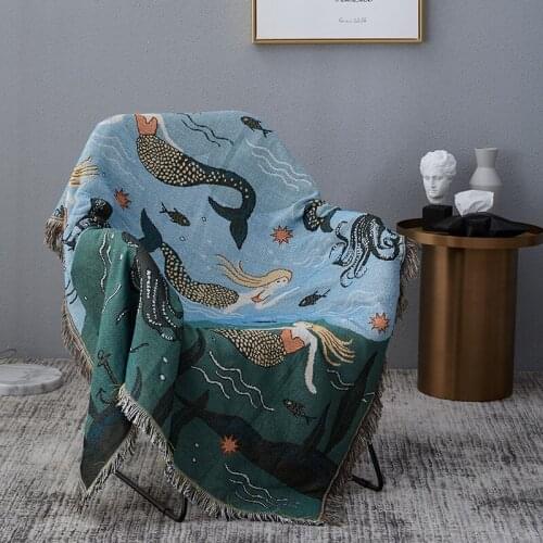 Nordic Throw Blanket Sofa Mermaid Airplane Travel Blanket For Bed Couch Living Room Tapestry Carpet Sofa Blanket Cover Bedspread