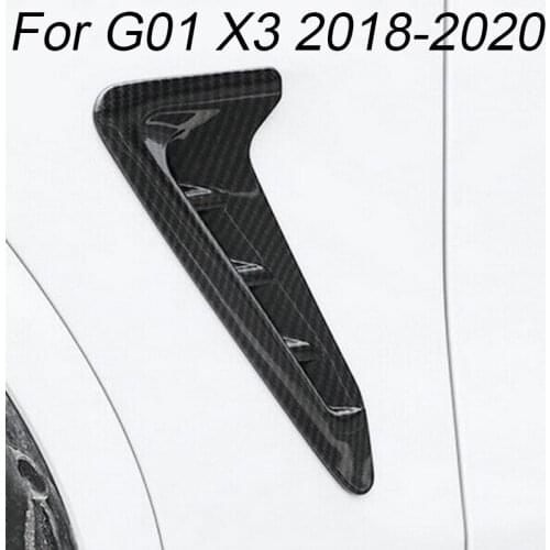 For-BMW X3 G01 2018 2019 2020 Car ABS Carbon Fiber Look Side Body Intake Grille Fender Air Vent Decoration Cover Trim