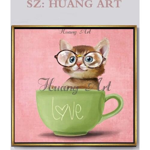 Poultry cat elephant pig dog hand-painted oil painting the large mural miniature animals is a family to decorate the hotel and h