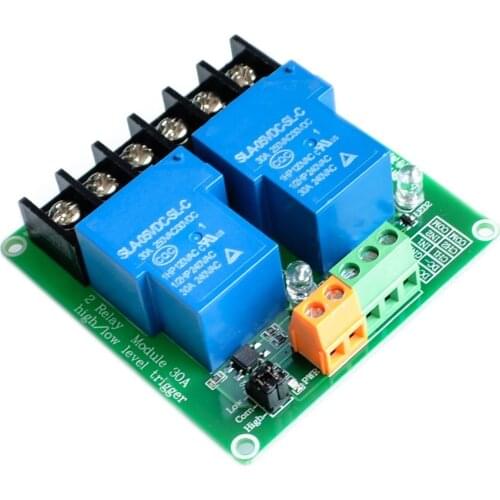 Two 2 channel relay module 30A with optocoupler isolation 5V supports high and low Triger trigger for Smart home