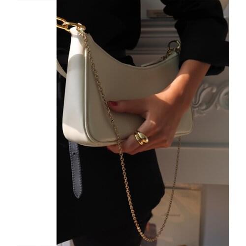 Elegant Womens Underarm Bag 2020 New Retro Beige Shoulder Crossbody Bag High Quality Black Baguette Shape Bags Purses Handbags