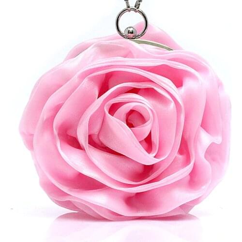 Purple Pink Red Ivory Gold Lovely Flower Rose Evening Bag Woman Clutch Handbag Bridal Wedding Bags Party Mini Bag SMYBK-A001
