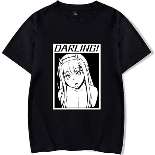 Zero Two T-Shirt Darling In The Franxx Print Short Sleeve Causal T-Shirt Graphic Round Neck Tops Tees