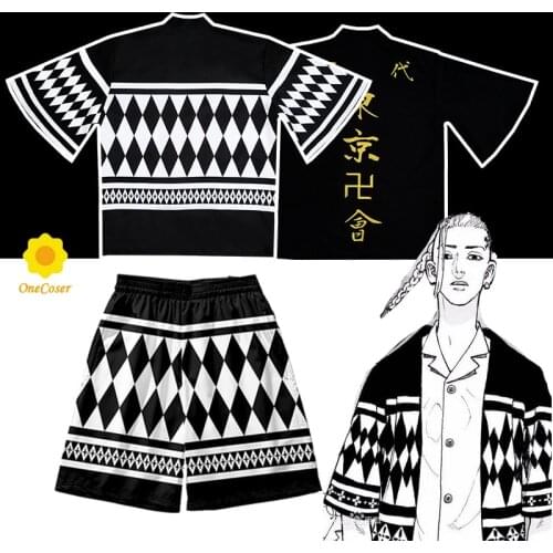 Tokyo Revengers Cosplay Cloak Anime Top Shorts Pants for Summer Hanagaki Takemichi Ken Ryuguji Haori Kimono Tee Men Short-sleeve