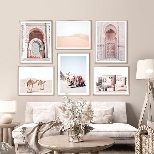 Morocco Door Kasbah Camel Desert Nordic Posters And Prints Wall Art Canvas Painting Wall Pictures For Living Room Home Decor