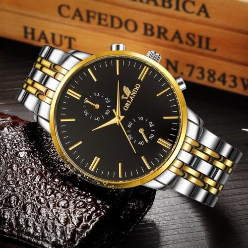 Hot Sale Stainless Steel Mens Wristwatch Golden Luxury Relogio MASCULINO Fashion Casual Quartz Watch Best Gift Male Clock Saat