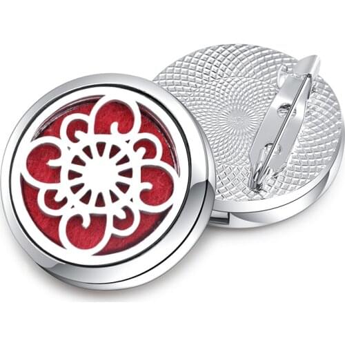 New High Quality Aroma Brooch Metal Badge Stainless Steel Open Perfume Aromatherapy Essential Oil Diffuser Locket Brooch Jewelry
