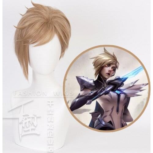 2019 League of Legends LOL Fiora Laurent The Grand Duelist Brown Blonde Short Wig Cosplay Halloween Costume Synthetic Hair Wigs