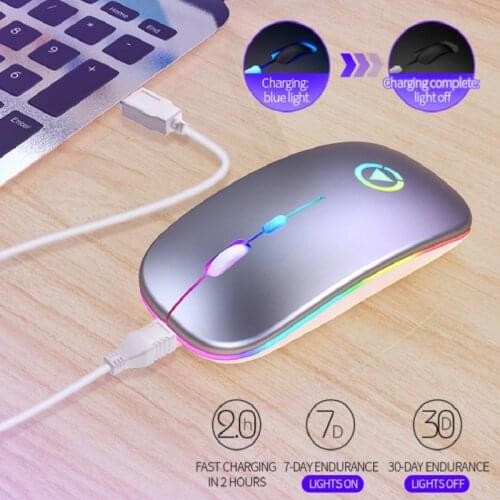 Rechargeable Ultra-thin LED Colorful Lights Mouse Mini Wireless Mute USB Optical Ergonomic Gaming Mouse Notebook Computer Mouse