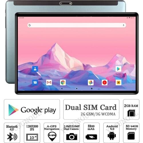 Sales!!!10 inch Tablet pc Quad Core 2GB RAM 32GB ROM 1280*800 IPS Dual Sim 3G Phone Call WiFi Android 9.0 Tablets 10 10.1