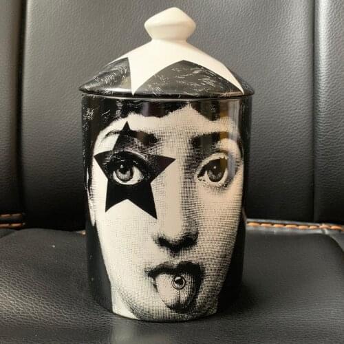 Star Eye Tongue out Lady Girl Face Candle Holder Handmade Candles Jar Bin Ceramic Crafts Home Decoration Candelabra Storage Box