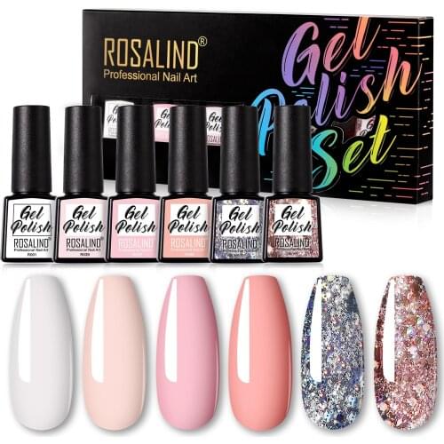 ROSALIND Gel Nail Polish Kit 6Pcs/Box Hybrid Varnishes Semi Permanent Gel Polish All For Nails Manicure Set