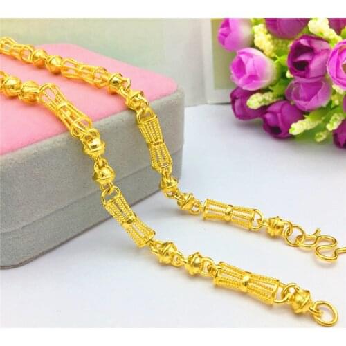 LUXURY 14K GOLD NECKLACE CHARMS HOLLOW BAMBOO CHAIN NECKLACE FOR MENS WEDDING ENGAGEMENT ANNIVERSARY JEWELRY GIFTS MALE