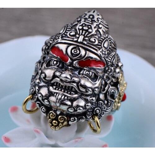 S925 pure silver ornaments yellow god of wealth Buddha buddhist dharma domineering new ring seiko men and women