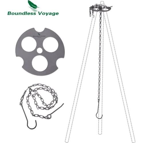 Boundless Voyage Titanium Hanging Chain with Hooks Tripod For Pot Cup Grill Hanging Bird Feeders Outdoor Indoor Camping Garden