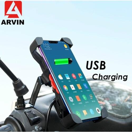 Auto Lock Motorcycle Cell Phone Holder With USB Charger 360 Rotation Universal SmartPhone Bracket Mount For iPhone 7 8 X Samsung