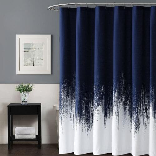 180X180cm Shower Curtain Blue for Bathroom Waterproof Gradient Color Design Fabric Bathtub Bath Curtains Hook With Ring Attached