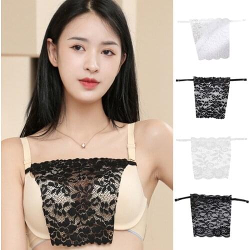 Women Floral Lace Camisole Secret Cleavage Cover Lady Clip-on Mock Snappy Bra Insert Overlay Modesty Panel Vest Safety Bandeau