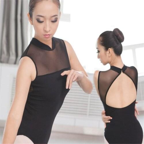 2019 New Cotton Spandex Sleeveless Ballet Leotard Suit Sexy Lace High Neck Open Back Women Adult Girls Dance Ballet Leotard