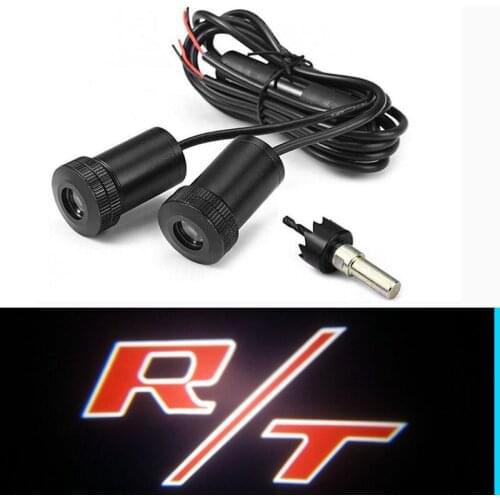 2pcs R/T Ghost Shadow Logo welcome Car LED Door Light Laser Slide Projector logo Emblem light For Dodge Challenger