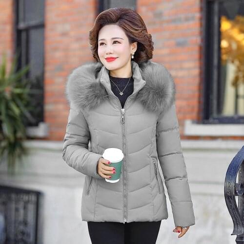 2020 Womens Winter Parkas Slim Hooded Female Jackets Plus Size Solid with Fur Collar Cotton Padded Casual Thick Coat Ladies