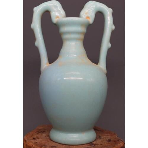 3 Antique Old Chinese SongDynasty porcelain vase,Ru kiln Azure glaze dragon bottle,Home Decoration,handmade crafts/Collection