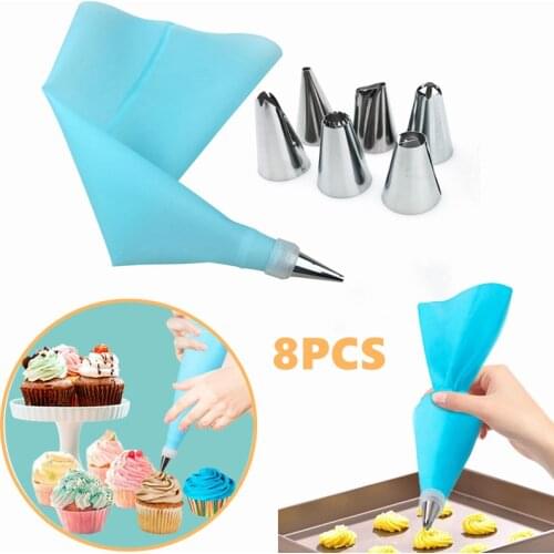 8Pcs Cake Decorating Tips Set Icing Piping Nozzles Cream Pastry Bag Baking Tool Set Home Cake Decorating Tips Baking Supplies