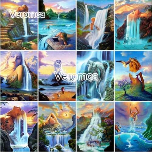 5D Diy Diamond Painting Landscape Waterfall Diamond Embroidery Fantasy Girl Craft Kit Cross Stitch Mosaic Full Drill Home Decor