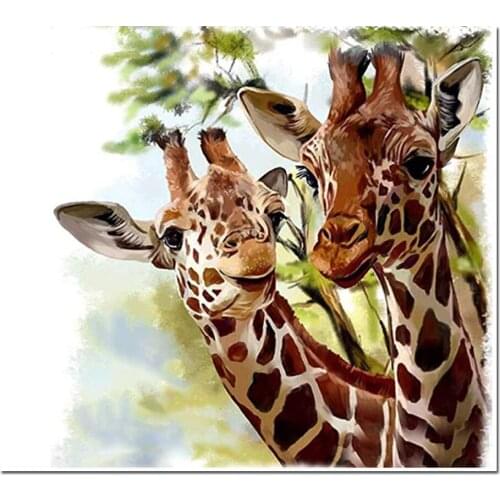 5D DIY Diamond Painting Animal Two Giraffes Cross Stitch Patterns Diamond Painting kits for Embroidery with Beads