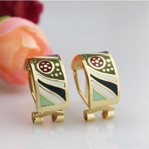 Big Size Classical Sream River Design Enamel Jewelry Earrings,1pair/pack