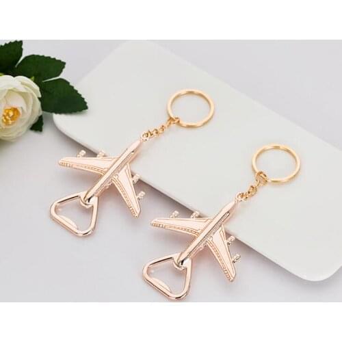 Keychain bottle Beer Opener gole key Chain Airplane Ring Promotional Golden Creative Wedding Guest party Favor LX1720