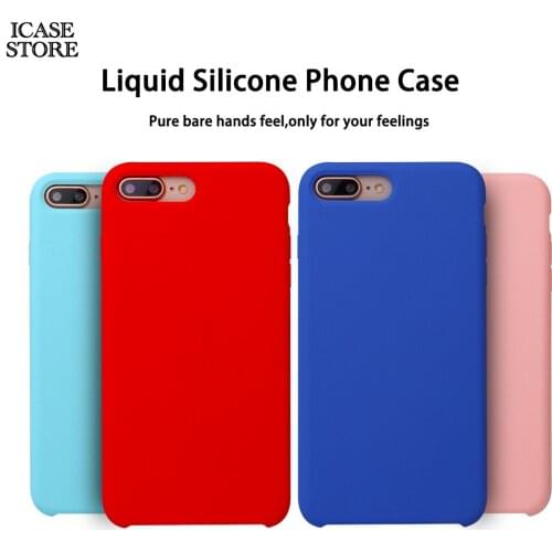 Ikase Store Original Liquid Silicone Phone Case for Apple Skin-friendly Silicon case for iphone X 8 8plus 7Plus With Retail Box