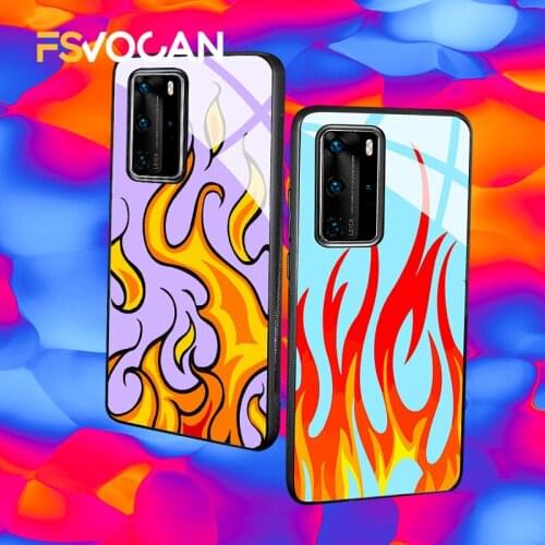 Fire Burn Design Phone Case For Huawei P30 P40 P20 Lite E Pro Honor 10 10i Mate 20 30 Plus 8X 9X Nova 5T 5G Fashion Glossy Cover