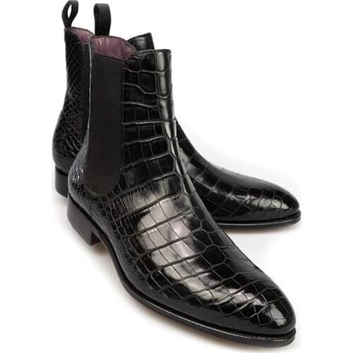Black Winter Mens Boots Shoes Work Boots Add Velvet Fashion Designer Shoes Men Warm Non-Slip Genuine Leather