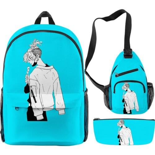 Anime Tokyo Avengers 3d Digital Backpack Pen Bag Single Shoulder Bag Three-Piece Suit To Reduce The Burden And Wear Resistance