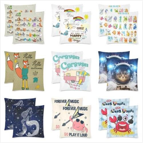 Kid Room Decor Cushion Cover Cartoon Animal Crab Pig Space Cat Child Cushion Throw Pillow Case Home Decor Pillowcase Kussenhoes