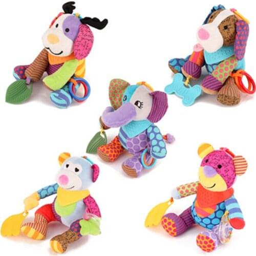 Baby Ringing Soft Stuffed Plush Cartoon Animals Rattle Toy Infant Kid Baby Crib Cot Pram Hanging Stroller Car Seat Rattles Toy