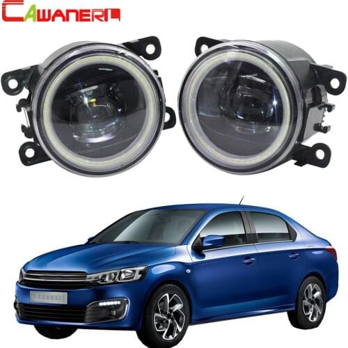 Cawanerl For Citroen C-Elysee 2012-2018 Car 4000LM LED Lamp Fog Light Angel Eye Daytime Running Light DRL H11 12V Styling