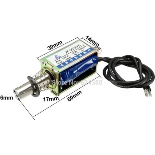 JF-1253B DC 12V DC24V DC6V 450mA 5.4W 42N 10mm Pull Push Type Linear Motion Solenoid Electromagnet