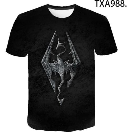 Summer Skyrim 3D Printed T Shirt Boy Girl Kids Cool Fashion Streetwear Men Women Children Casual Short Sleeve Cotton Tops