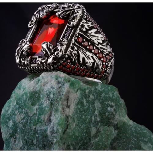 High-quality 925 Sterling Silver SWAROVSKİ CRYS STONE ring Jewelry Made in Turkey in a luxurious way for men with gift