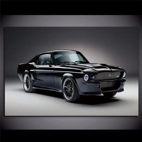 Classic Muscle Charge Cars Mustang Front View Fabric Poster Living Room Home Wall Decorative Canvas Art Print Unframed Cuadros