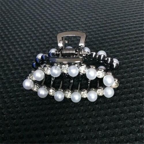 Trendy Rhinestone Crystal Big Crab Clip Women Hairwear Charm Geometric Hair Claws Ornaments Pearl Hair Clip Wedding Hair Jewelry