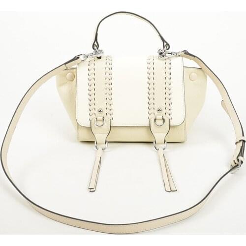 Genuine leather knit trapeze handbags women long strap shoulder bag