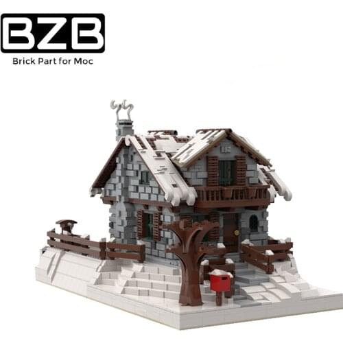 BZB MOC New Christmas Winter City Village Wooden House Building Block Model Brick Parts Kids Puzzle Game DIY Toys Best Gifts