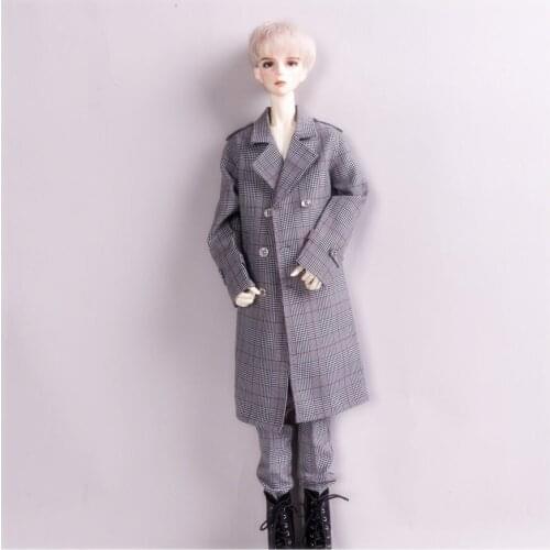 BJD doll clothes are suitable for the 1/3 1/4 SD17 Uncle size fashionable new suit plaid coat + pants heroic windbreaker 2 sets