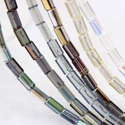 OlingArt Rectangle 4*8MM 36pcs/lot Glass Beads charm Multicolored color mixing Loose Spacer Bead DIY necklace Jewelry Making