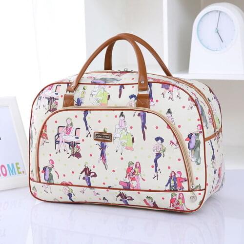 Wholesale Women Travel Bags Fashion Pu Leather Large Capacity Waterproof Print Luggage Duffle Bag Casual Travel Bags