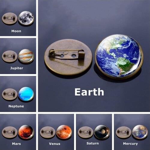 Solar System Planetary Brooch Brooch Glass Dome Brooch Jewelry Accessories Nebula Milky Way Earth Moon Sun Fashion Brooch Gift