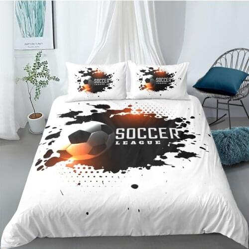 3D Duvet Cover Set Bedding Sets Comforter Covers Pillow Covers Double Single Full Twin Size Football Design White Bedclothes